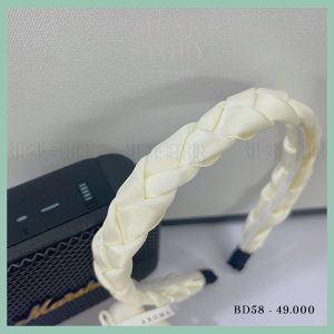 Băng đô vải đan bím tóc màu trắng sữa
