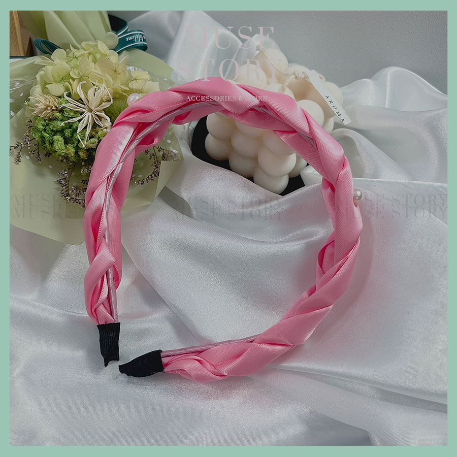 Băng đô vải satin hồng nhẹ nhàng sang trọng