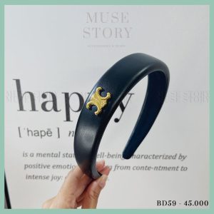 Bờm da tag Celine ánh vàng đồng đơn giản