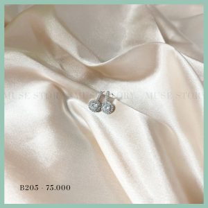 Khuyên tai bạc 925 đá tròn