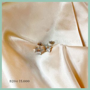 Khuyên tai bạc 925 đính đá hình ngôi sao, thiết kế nhỏ xinh