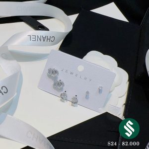 Set 03 đôi khuyên tai Chanel và hạt đá nhỏ đơn giản với chất liệu bạc 925 bền đẹp, cứng cáp, dễ làm sáng S24