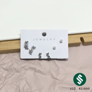 Set 03 đôi khuyên tai YSL với chất liệu bạc 925