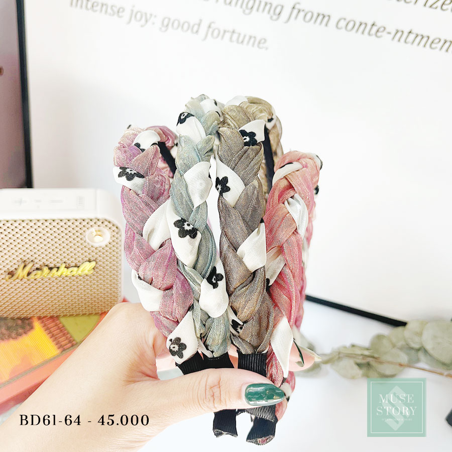 Băng đô vải hoa tóc tết với nhiều màu cho bạn lựa chọn BD61-63