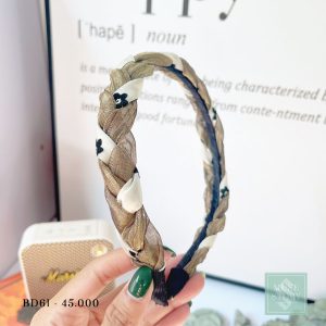 Băng đô vải hoa tóc tết màu rêu