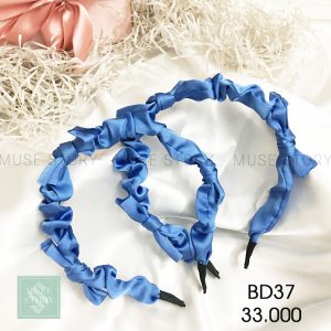 Băng đô vải satin nơ dễ thương màu xanh