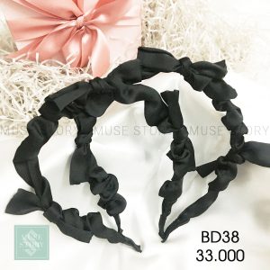 Băng đô vải satin nơ dễ thương màu đen