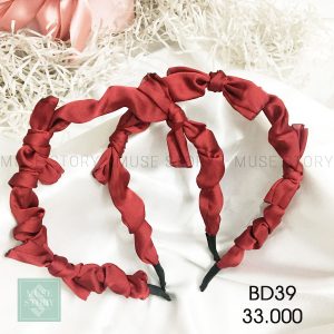 Băng đô vải satin nơ dễ thương màu đỏ