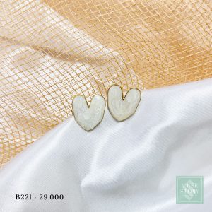 Khuyên tai trái tim với mặt đá marbel dễ thương xinh xắn B221