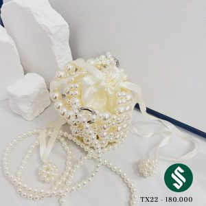 Túi ngọc trai mini lót lụa trắng