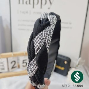 Băng đô vải xoắn dễ thương, vải đen