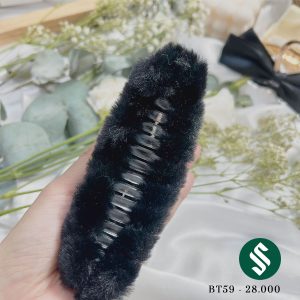 Kẹp búi tóc vải bông kết hợp tag vàng chữ X, càng nhựa cứng cáp