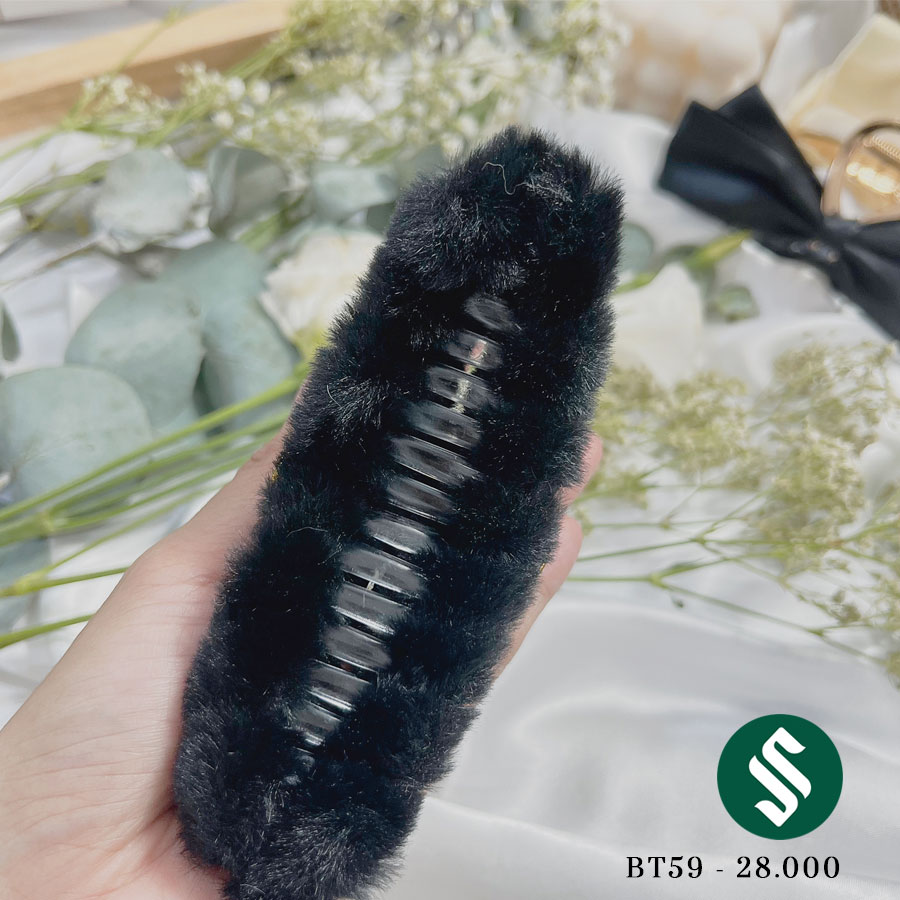 Kẹp búi tóc vải bông kết hợp tag vàng chữ X, càng nhựa cứng cáp