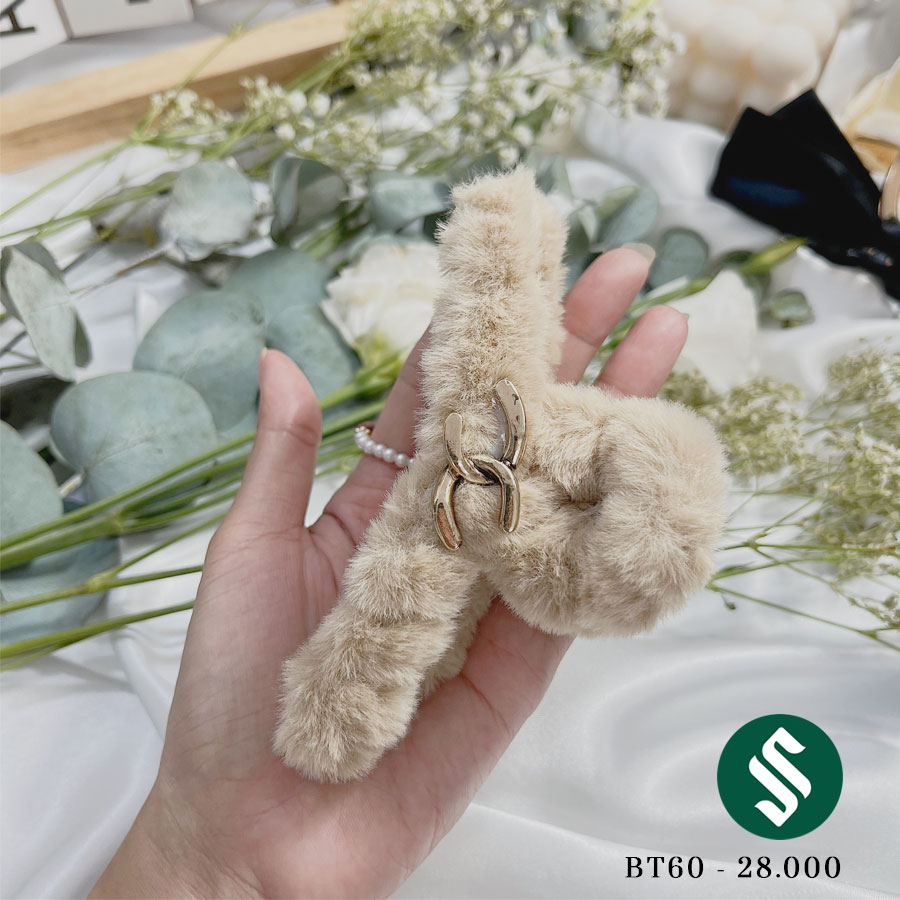 Kẹp búi tóc vải bông kết hợp tag vàng chữ X dài 12cm