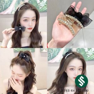 Kẹp tóc vải nơ và hàng đá lấp lánh
