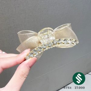 Kẹp tóc vải nơ và hàng đá lấp lánh dễ thương