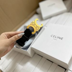 Thắt lưng, dây nịt Celine bản đen nổi bần bật, logo chạm tỉ mỉ