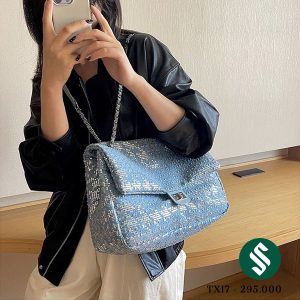 Túi classic nhũ xanh bling bling có thể đeo chéo vai rất thời trang