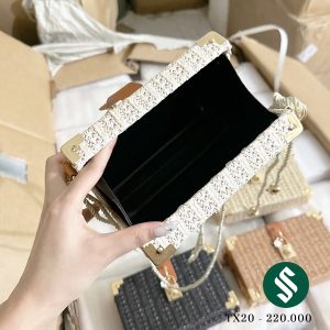 Túi cói hộp mini ổ khoá xinh cực, ngăn đựng rộng rãi tha hồ đựng đồ