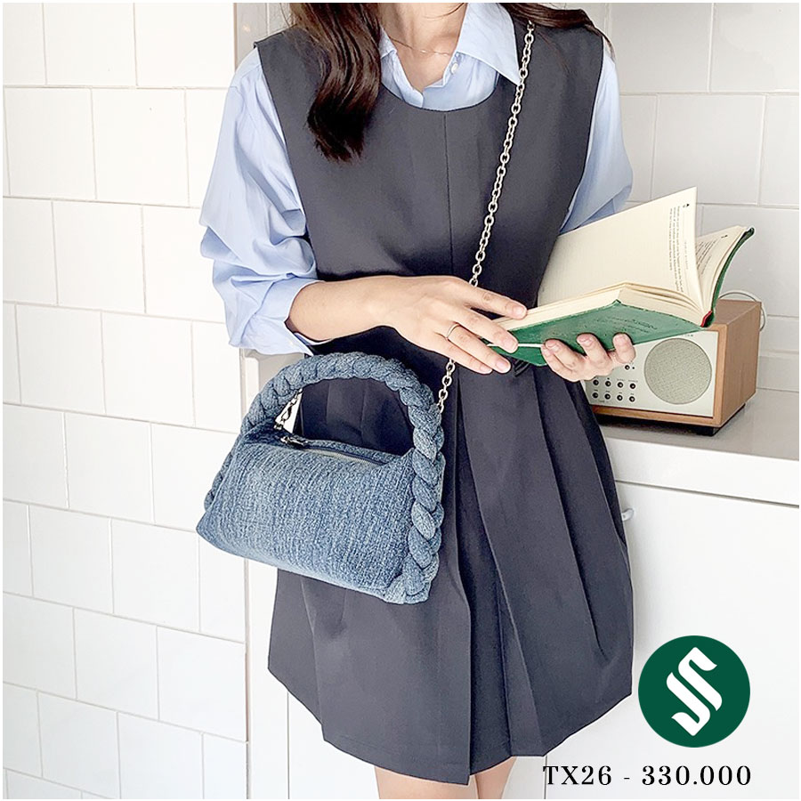 Trendy bag mini jean xanh đậm siêu đẹp