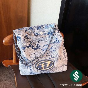 Túi dây rút chữ D khuyết xanh loang TX27