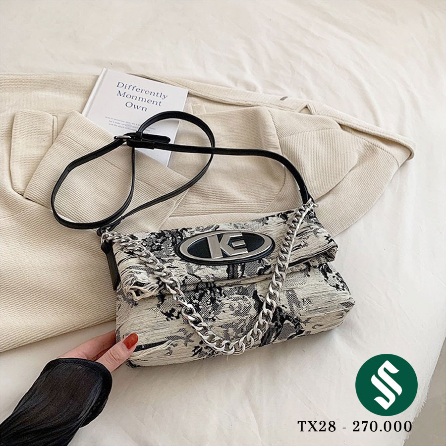 Túi jeans loang K.E màu đen