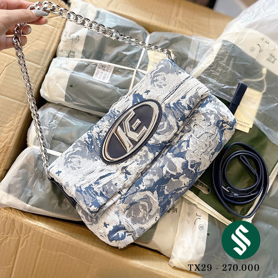 Túi jeans loang K.E màu xanh