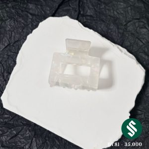 Kẹp gấp ngắn vân marble màu trắng