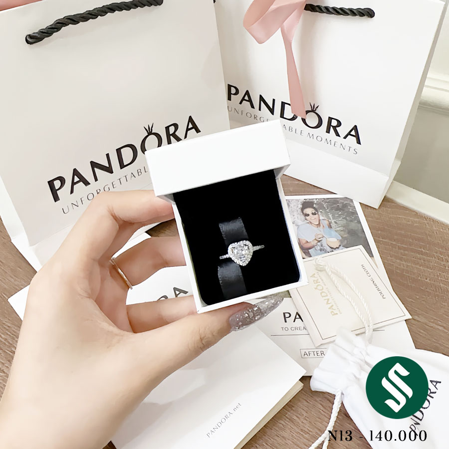 Nhẫn Pandora trái tim bạc sáng lấp lánh