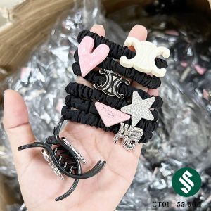 Set 06 buộc tóc và 01 kẹp càng cua tiện lợi có thể thay đổi hàng ngày