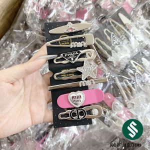 Set kẹp mái 7 món chất kim loại với các tone màu bạc, đen, hồng trendy