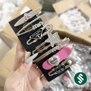 Set kẹp mái 7 món chất kim loại với các tone màu bạc, đen, hồng trendy , ảnh thật