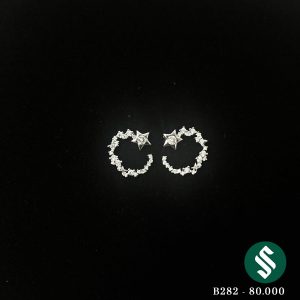 Khuyên bạc cung tròn ngôi sao sáng lấp lánh