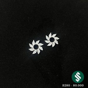 Khuyên bạc đính đá hoa mặt trời