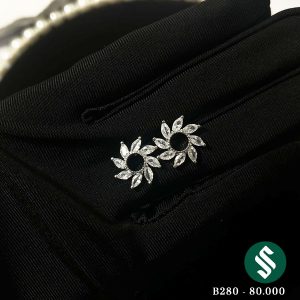 Khuyên bạc đính đá hoa mặt trời xinh đẹp