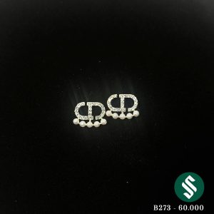 Khuyên đá chữ 5 CD 5 hạt đính ngọc lấp lánh