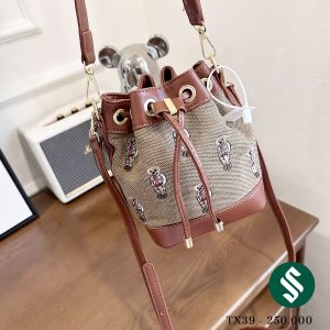 Túi rút sticker gấu màu nâu