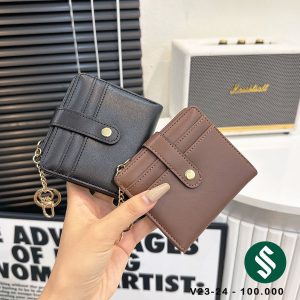 Ví da trơn cúc bấm móc treo