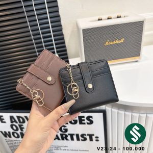 Ví da trơn cúc bấm móc treo có 2 màu