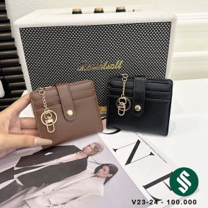 Ví da trơn cúc bấm móc treo da nềm mịn