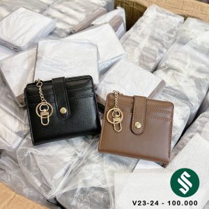 Ví da trơn cúc bấm móc treo hàng chuẩn