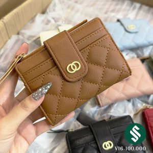 Ví trám mini nhiều ngăn màu nâu