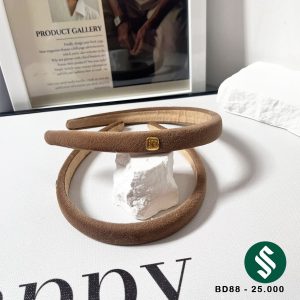 Băng đô nâu thanh lịch tag đồng vải bông