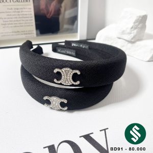 Băng đô vải bố mịn tag đính đá đen