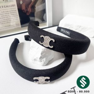 Băng đô vải bố mịn tag đính đá đen vải mịn