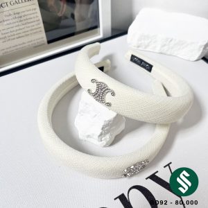 Băng đô vải bố mịn tag đính đá trắng