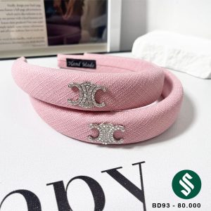 Băng đô vải bố mịn tag đính đá hồng xinh