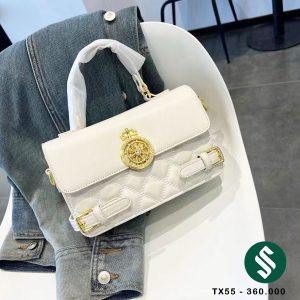 Túi khoá tròn vương miện màu trắng