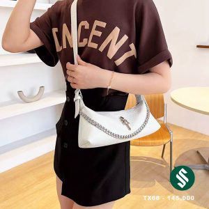 Túi kẹp nách da nhăn phối xích da mềm mịn