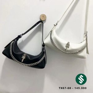 Túi kẹp nách da nhăn phối xích thời trang